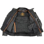 Milwaukee Leather LKM1785 Mens Black Leather Racer Style Motorcycle Jacket w/ Side Stretch and Reflective Piping - Image 6