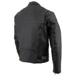 Milwaukee Leather LKM1785 Mens Black Leather Racer Style Motorcycle Jacket w/ Side Stretch and Reflective Piping - Image 10