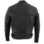 Milwaukee Leather LKM1785 Mens Black Leather Racer Style Motorcycle Jacket w/ Side Stretch and Reflective Piping - Image 2