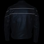 Milwaukee Leather LKM1785 Mens Black Leather Racer Style Motorcycle Jacket w/ Side Stretch and Reflective Piping - Image 5