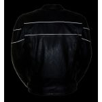 Milwaukee Leather SH1785 Men’s Black Leather Scooter Style Motorcycle Jacket w/ Side Stretch and Reflective Piping - Image 5