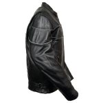 Milwaukee Leather LKM1785 Mens Black Leather Racer Style Motorcycle Jacket w/ Side Stretch and Reflective Piping - Image 11