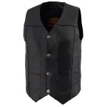 Milwaukee Leather LKM3702 Men’s Black Western Style Leather Motorccycle Vest with Buffalo Snaps - Image 7