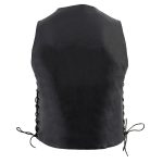 Milwaukee Leather LKM3701 Men’s Black Leather Classic V-Neck Motorcycle Rider Vest w/ Buffalo Snaps and Side Laces - Image 2