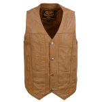 Milwaukee Leather LKM3702 Men’s Saddle Leather Classic V-Neck Western Style Motorcycle Rider Vest w/ Buffalo Snaps - Image 11