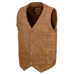 Milwaukee Leather LKM3702 Men’s Saddle Leather Classic V-Neck Western Style Motorcycle Rider Vest w/ Buffalo Snaps - Image 10