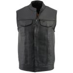 Milwaukee Leather LKM3710 Men’s Black Leather Club Style Motorcycle Rider Vest w/ Zipper and Snap Button Closure - Image 11