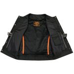 Milwaukee Leather LKM3711 Men’s Black Leather Collarless Club Style Motorcycle Rider Vest w/ Dual Front Closure - Image 6