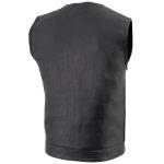 Milwaukee Leather LKM3711 Men’s Black Leather Collarless Club Style Motorcycle Rider Vest w/ Dual Front Closure - Image 7