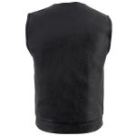 Milwaukee Leather LKM3711 Men’s Black Leather Collarless Club Style Motorcycle Rider Vest w/ Dual Front Closure - Image 2