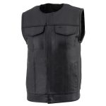 Milwaukee Leather LKM3711 Men’s Black Leather Collarless Club Style Motorcycle Rider Vest w/ Dual Front Closure - Image 8