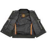 Milwaukee Leather LKM3712 Men’s Black Leather Club Style Motorcycle Rider Vest w/ Front Snap/Zipper and Side Lace - Image 6