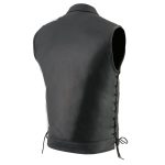 Milwaukee Leather LKM3712 Men’s Black Leather Club Style Motorcycle Rider Vest w/ Front Snap/Zipper and Side Lace - Image 7