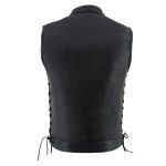 Milwaukee Leather LKM3712 Men’s Black Leather Club Style Motorcycle Rider Vest w/ Front Snap/Zipper and Side Lace - Image 2