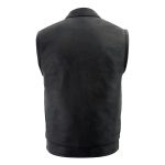 Milwaukee Leather LKM3713 Men’s Black Leather Club Style Motorcycle Rider Vest W/ Dual Closure Zipper and Snaps - Image 2
