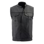 Milwaukee Leather LKM3713 Men’s Black Leather Club Style Motorcycle Rider Vest W/ Dual Closure Zipper and Snaps - Image 8