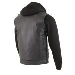 Milwaukee Leather LKM3714 Men’s Black Club Style ‘2 in 1’ Zipper Leather Vest with Removable Full Sleeve Hoodie - Image 10