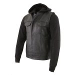 Milwaukee Leather LKM3714 Men’s Black Club Style ‘2 in 1’ Zipper Leather Vest with Removable Full Sleeve Hoodie - Image 11
