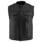 Milwaukee Leather LKM3720 Men’s Black Leather Club Style Motorcycle Rider Vest with Concealed Snap Button Closure - Image 8
