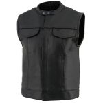 Milwaukee Leather LKM3720 Men’s Black Leather Club Style Motorcycle Rider Vest with Concealed Snap Button Closure - Image 7