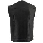 Milwaukee Leather LKM3721 Men’s Black Leather Collarless Club Style Motorcycle Rider Vest w/Concealed Snap Closure - Image 2