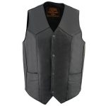 Milwaukee Leather LKM3730 Men’s Black Leather Western Style V-Neck Motorcycle Rider Vest with Front Snap Closure - Image 6
