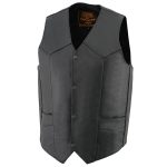 Milwaukee Leather LKM3730 Men’s Black Leather Western Style V-Neck Motorcycle Rider Vest with Front Snap Closure - Image 4