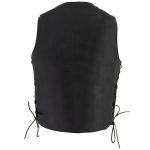 Milwaukee Leather LKM3731 Men’s Black Leather Classic Side Lace V-Neck Motorcycle Rider Vest w/ Front Snap Closure - Image 2
