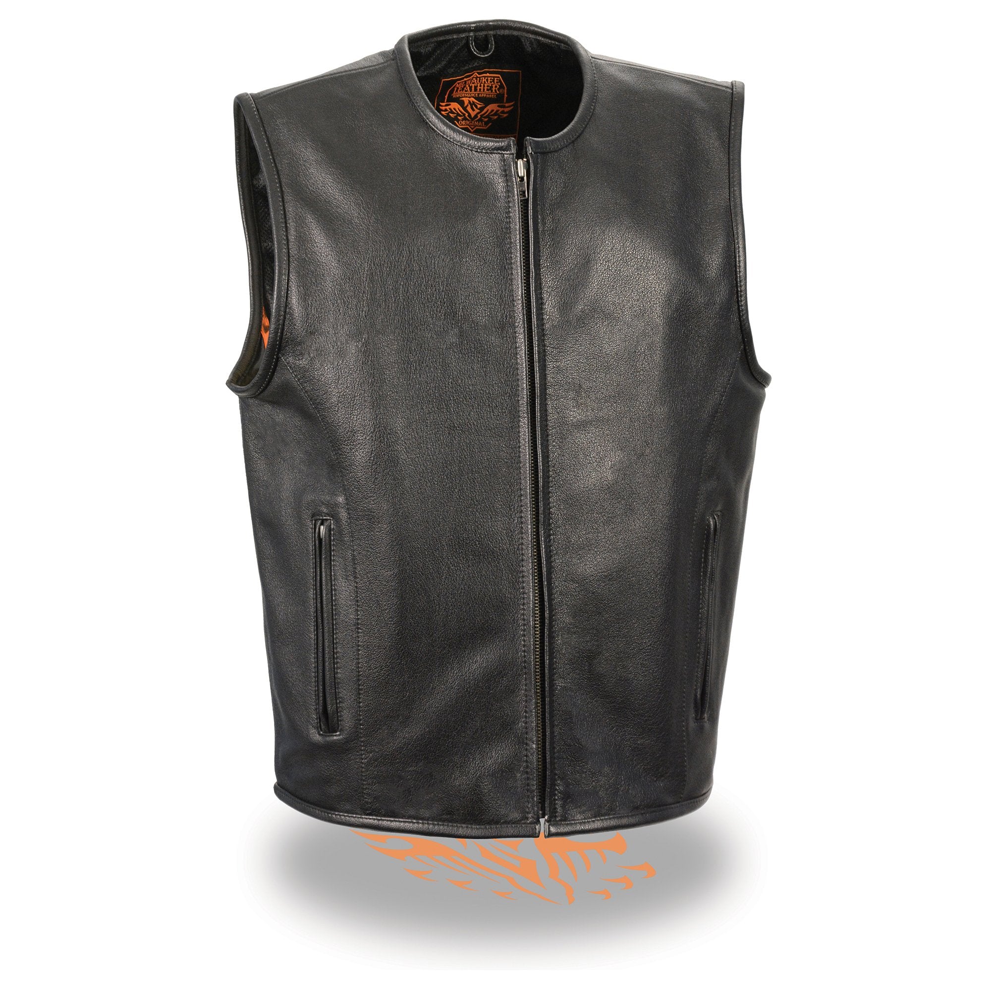 Milwaukee Leather LKM3740 Men’s Seamless Design Zippered Front Leather Vest