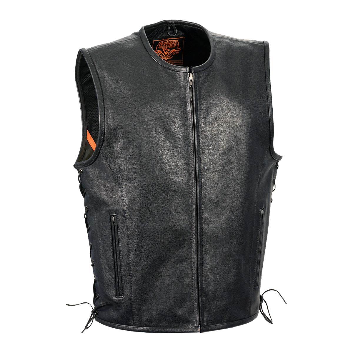 Milwaukee Leather LKM3741 Men’s Black ‘Seamless Design’ Leather Vest with Side Laces