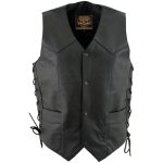 Milwaukee Leather Men’s Classic ‘Side Laced Black Western Style Motorcycle Vest – LKM3776 - Image 7