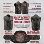 Milwaukee Leather Men’s Redline Ledger Club‑Style Motorcycle Premium Leather Vest w/ Red Stitching LKM3788 - Image 2