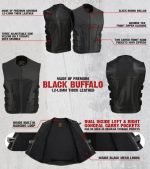 Milwaukee Leather Men’s Creeper Black Triple Strap Leather Motorcycle Vest – LKM3791 - Image 2