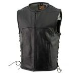 Milwaukee Leather Men’s Drifter Black Collarless Buffalo Leather Motorcycle Vest – LKM3792 - Image 6