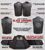 Milwaukee Leather Men’s Quick Draw Black Cowhide Leather Motorcycle Vest – LKM3794 - Image 2