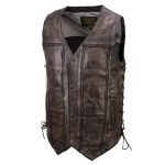 Milwaukee Leather Men’s Wreck Distressed Brown Leather Motorcycle Vest – LKM3795 - Image 7