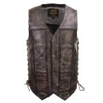 Milwaukee Leather Men’s Wreck Distressed Brown Leather Motorcycle Vest – LKM3795 - Image 10