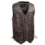 Milwaukee Leather Men’s Wreck Distressed Brown Leather Motorcycle Vest – LKM3795