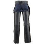 Milwaukee Leather Men’s Black Premium Leather Motorcycle Riders Chaps w/ Slash Pockets Mesh Lined – LKM5710 - Image 2