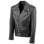 Milwaukee Leather Youth Size Classic Style Black Police Biker Leather Jacket LKY1950 - Image 5