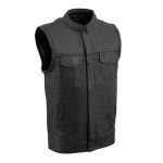Milwaukee Leather LKY3850 Youth Size Black Leather Open Neck Club Style Motorcycle Riders Vest - Image 7