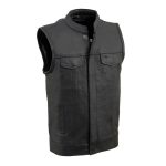 Milwaukee Leather LKY3850 Youth Size Black Leather Open Neck Club Style Motorcycle Riders Vest
