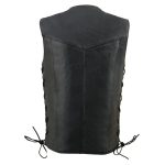 Milwaukee Leather LKY3860 Youth Size Black Leather Motorcycle Riders Vest w/ Side Lace - Image 2
