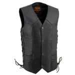 Milwaukee Leather LKY3860 Youth Size Black Leather Motorcycle Riders Vest w/ Side Lace