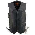 Milwaukee Leather LKY3860 Youth Size Black Leather Motorcycle Riders Vest w/ Side Lace - Image 6