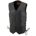 Milwaukee Leather LKY3860 Youth Size Black Leather Motorcycle Riders Vest w/ Side Lace - Image 5