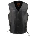 Milwaukee Leather LKY3870 Youth Size Black Leather Biker Style Vest with Snap Front and Side Laces - Image 5