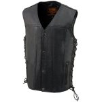Milwaukee Leather LKY3870 Youth Size Black Leather Biker Style Vest with Snap Front and Side Laces - Image 6