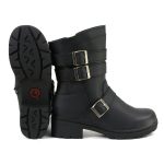 MMCC MB253 Women’s Cameo Black Leather Biker Boots – Riding Footwear - Image 9