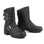 MMCC MB253 Women’s Cameo Black Leather Biker Boots – Riding Footwear